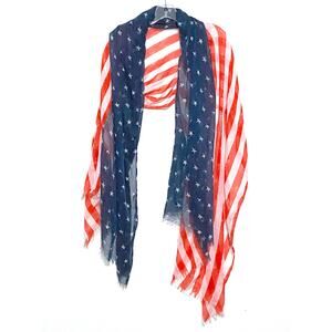 American Flag Sheer Scarf Patriotic 4th of July Summer USA Stars Stripes Cookout